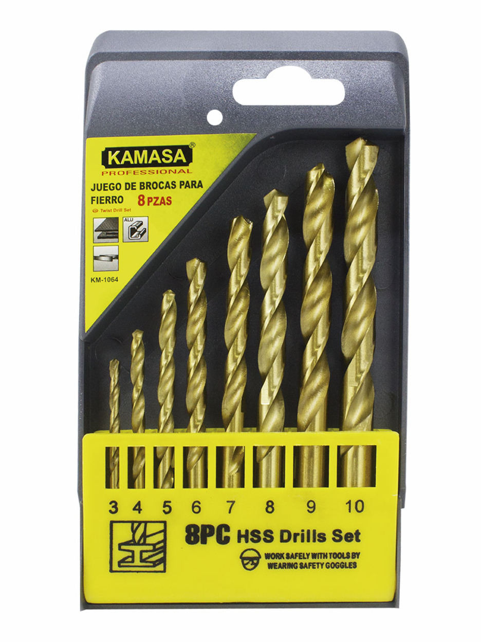 Juego de brocas para metal HSS (3-10mm) 8 pzas